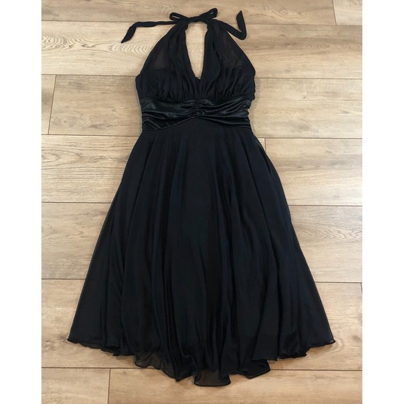 XOXO Dresses & Skirts - Vintage 90s‎ Y2K XOXO Halter Dress Size S Black Gown Slip Ruffle Hoco Whimsigoth